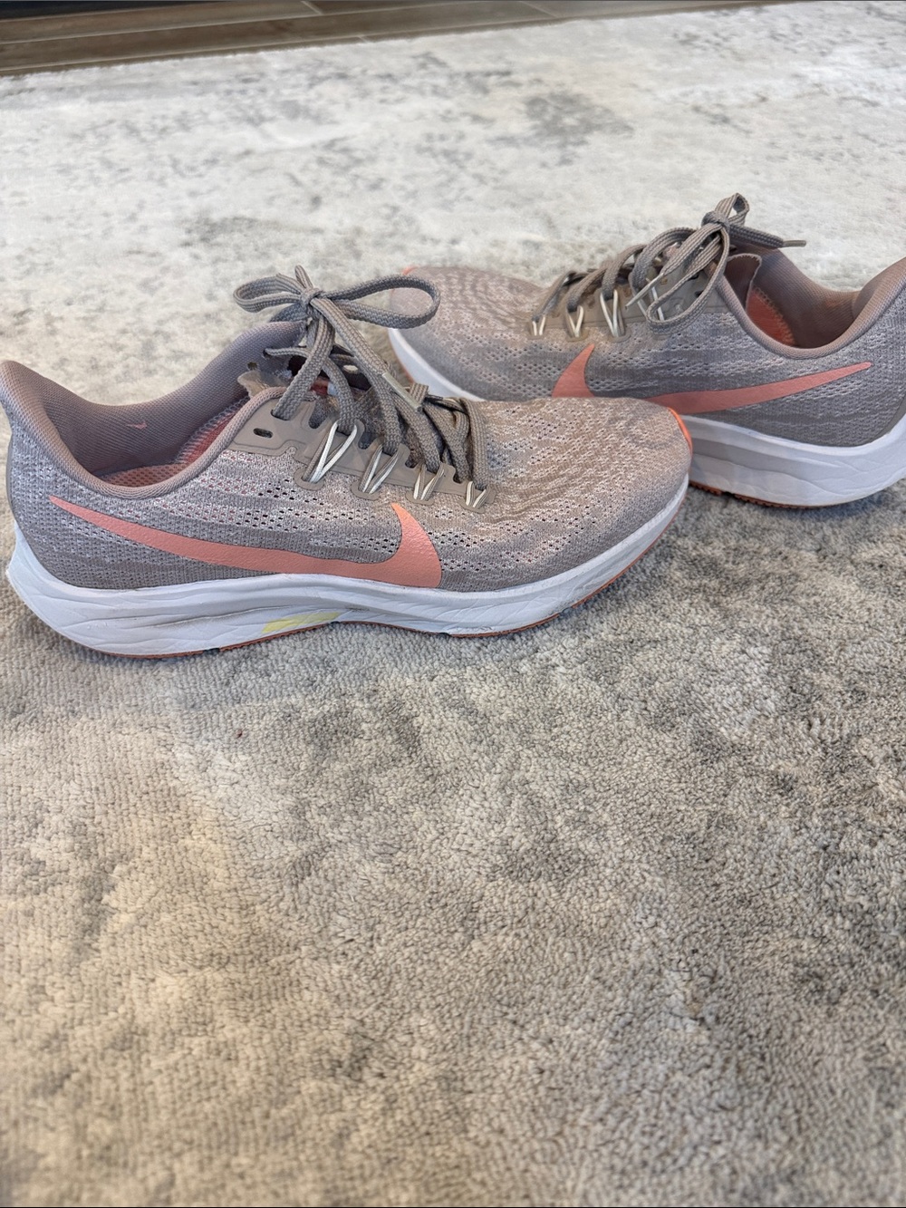 Nike Women's Running Sneakers in Gray with Coral Swoosh